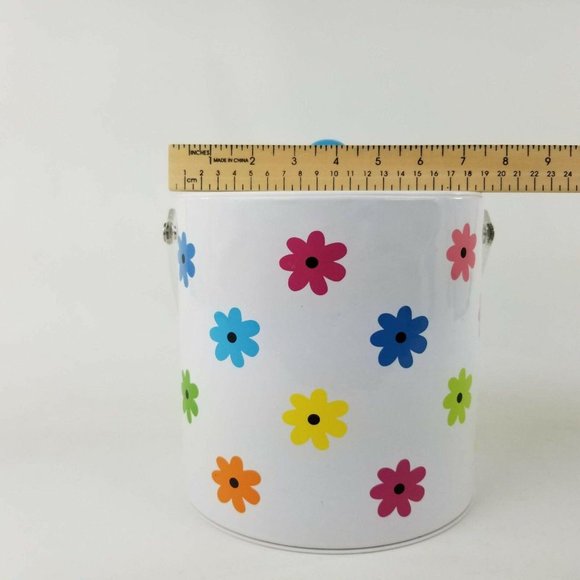 Retro Bar Ice Bucket White Multicolor Daisy Floral - Picture 12 of 12